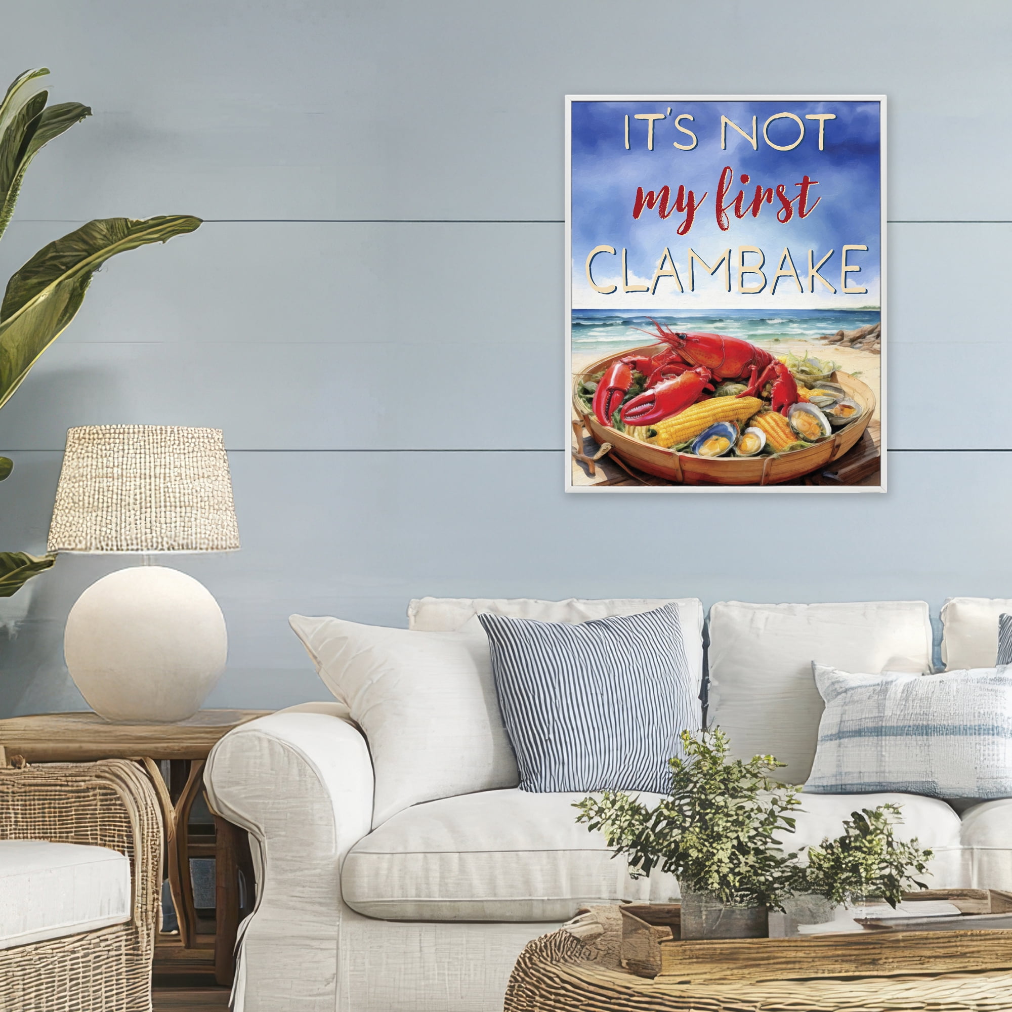 Stupell Industries Not My First Clambake White Framed Giclee Art, design by Grotto Studios