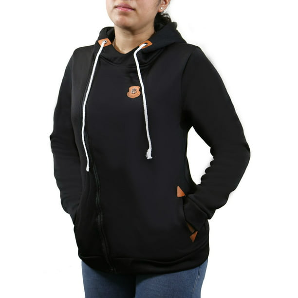 Download GPCT - Women's Full Zip-Up Casual Warm Black Hooded ...