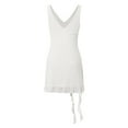 thumbnail image 5 of XIAONU Sleeveless Wrap Dress For Women Ruffle Hem Asymmetrical Slim Mini Dress, 5 of 5