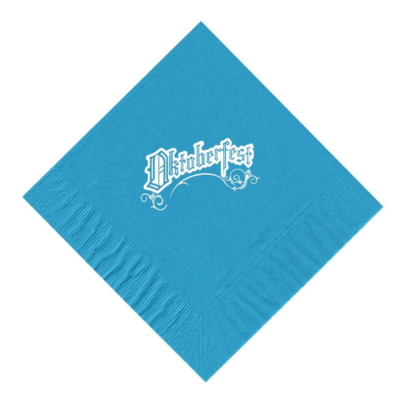 25 Turquoise Oktoberfest Luncheon Paper Napkins with a White Color Oktoberfest Logo