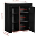 thumbnail image 5 of Modern High Gloss Sideboard, SYNGAR Kitchen Buffet Cupboard with LED Lights, Single Door Storage Cabinet W/ 3 Tier Open Shelves, Home Wood Side Cabinet for Living Room, Entryway, Kitchen, Black, D4536, 5 of 6