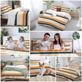 thumbnail image 5 of 3 Piece Orange Blue Stripe Duvet Cover Set Twin Size, Microfiber Comforter/Quilt Cover with Corner Ties and 2 Pillowcases, Minimalist Farmhouse Stripes All Season Soft Bedding with Zipper Closure, 5 of 8
