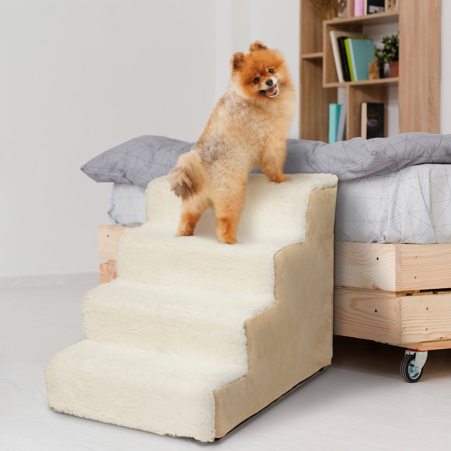 Precious Tails Deluxe High-Density Foam 4-Step Pet Stairs for Dogs and Cats - Durable, Lightweight, and Portable Staircase for Easy Mobility Assistance