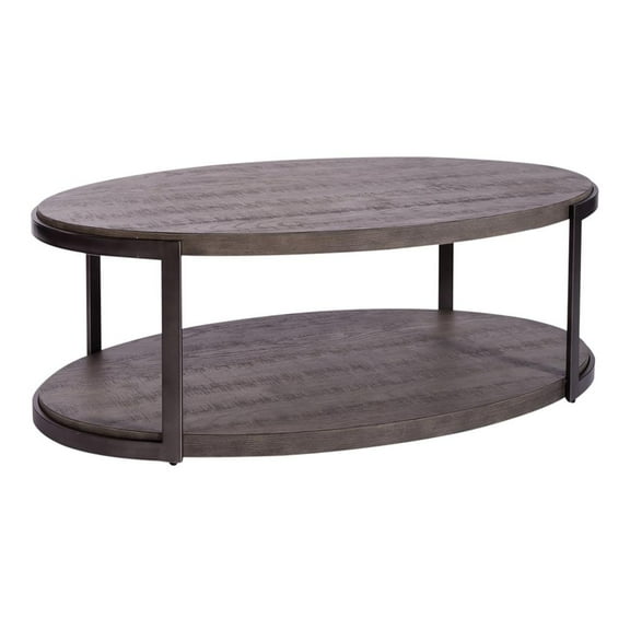 Liberty Furniture Industies, INC Modern View Oval Cocktail Table in Gauntlet Gray