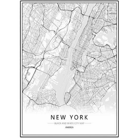 Woeilo London New York Paris Canvas Wall Painting World City Map Poster Black White Abstract Oil Picture Unframed Oil Drawing Black white White