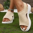 thumbnail image 2 of Rokment Womens Athletic Orthopedic Walking Sandals Lightweight Comfortable Mesh Knit Wedge Slingback Slip on Gladiator Shoes Summer Breathable Sneakers Beige Size 6, 2 of 8