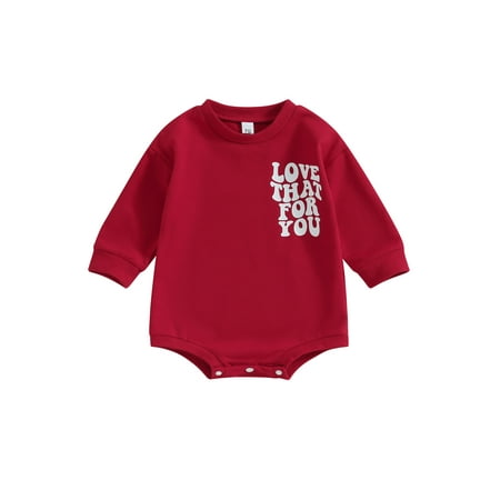 

Wallarenear Baby Boy Girl Sweatshirt Romper Letter Print Jumpsuit Fall Winter Bodysuit