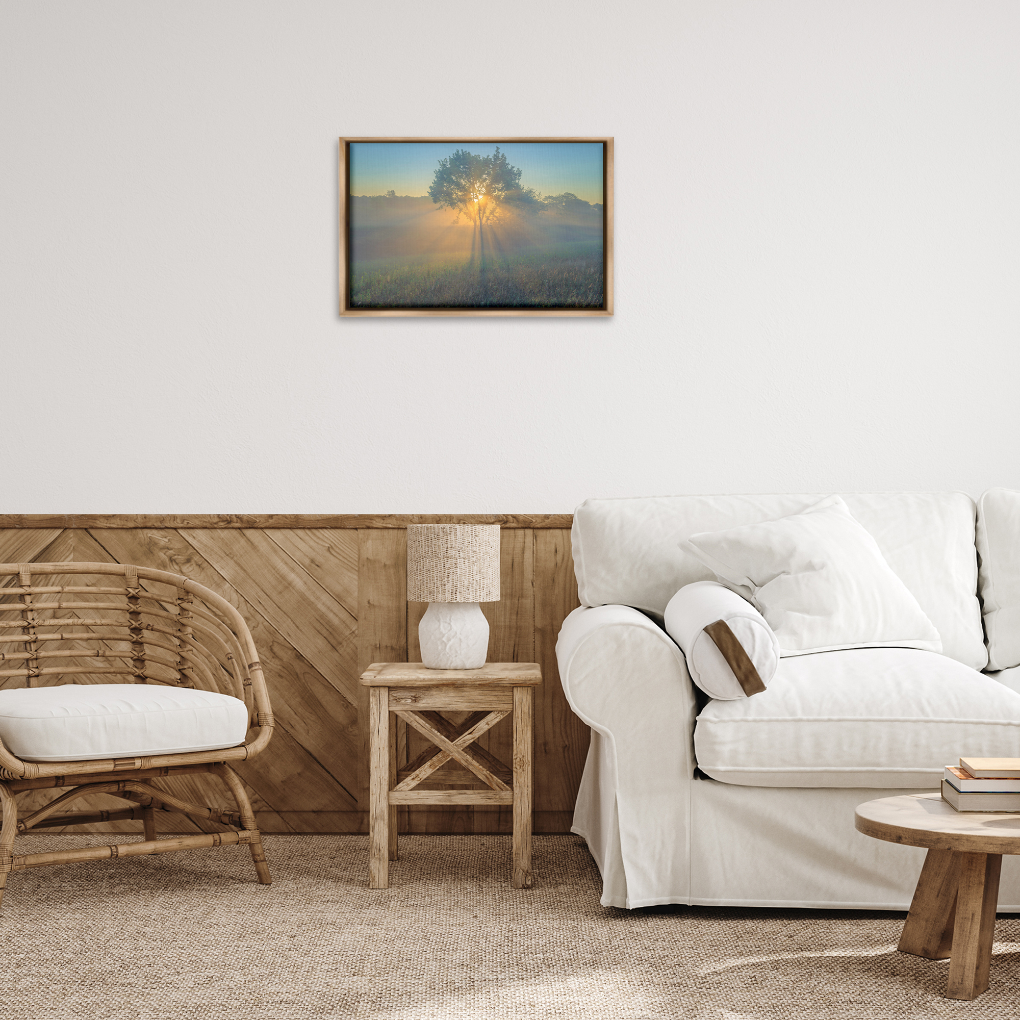 Stupell Industries Bright Sunlit Tree Landscape & Nature Photography Brown Floater Framed Canvas Art Print Wall Art, 25 x 17