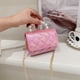 thumbnail image 5 of Bolso de hombro de PU con patrón de celosía para mujer a la moda, monedero con cadena de perlas (rosa oscuro) Tmvgtek Para estrenar, 5 of 9