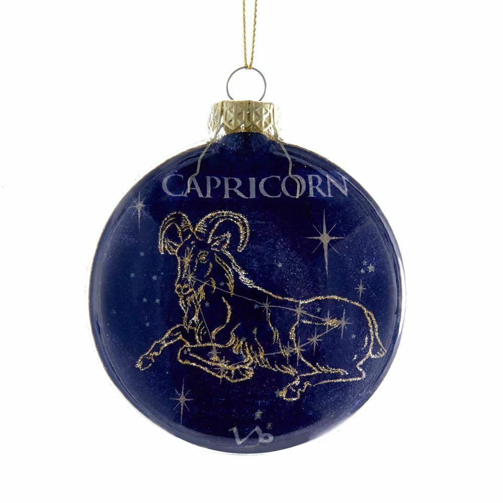 Zodiac CAPRICORN Constellation Glass Disc Christmas Ornament, by Kurt