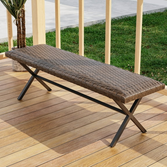 COOS BAY Echo Vibe Outdoor Patio Rattan Bench, All Weather Outdoor Bench for Garden, Backyard, Porch
