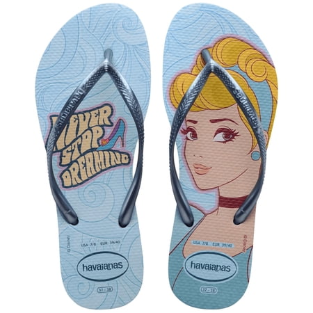 Havaianas Women's Slim Disney Princess Flip Flop Sandals, Blue, Size 7/8