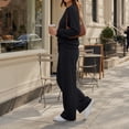 thumbnail image 5 of SUNBS 2 Piece Sets for Women Fall Outfits Lounge Sets Crew Neck High Waist Wide Leg Pants for Travel Airport Casual Clothes, 5 of 9