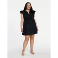 thumbnail image 2 of Time and Tru Women's Cotton Flutter Sleeve Mini Dress, Sizes XS-XXXL, 2 of 6