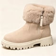 thumbnail image 4 of FRSASU Women's Snow Boots Plush Lining Anti-Slip Sole Snow Boots with Side Zipper Outdoor Winter Activities Shoes Beige, 4 of 5