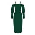 thumbnail image 6 of BangWanChi Dresses for Women Casual Summer Beach Dresses for Women Vacation Dresses for Women Casual Summer Women Long Sleeve Off-The-Shoulder Knee-High Solid Color Dress, 6 of 6