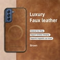 thumbnail image 5 of Allytechgroup Magnetic for Samsung Galaxy S21 FE Case, Compatible with MagSafe Support Magnetic Car Phone Mount PU Leather Slim Phone Case for Women Men for Samsung Galaxy S21 FE, Brown, 5 of 10