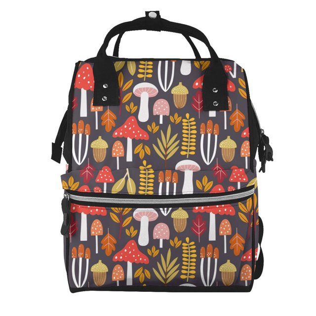 Disketp Mushrooms And Leaves Mochila de Pañales de Gran Capacidad con Múltiples Bolsillos, Mochila de Viaje Multifuncional para Bebé, Unisex, Moderna y Resistente