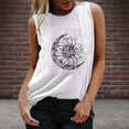 thumbnail image 2 of SMihono Clearance Tunic Tank Tops for Women Girls Fashion Ladies Blouse Shirts Sleeveless Comfy Crew Neck Sunflower and Moon Print Loose Fit Casual Summer Trendy Female Leisure White M, 2 of 4