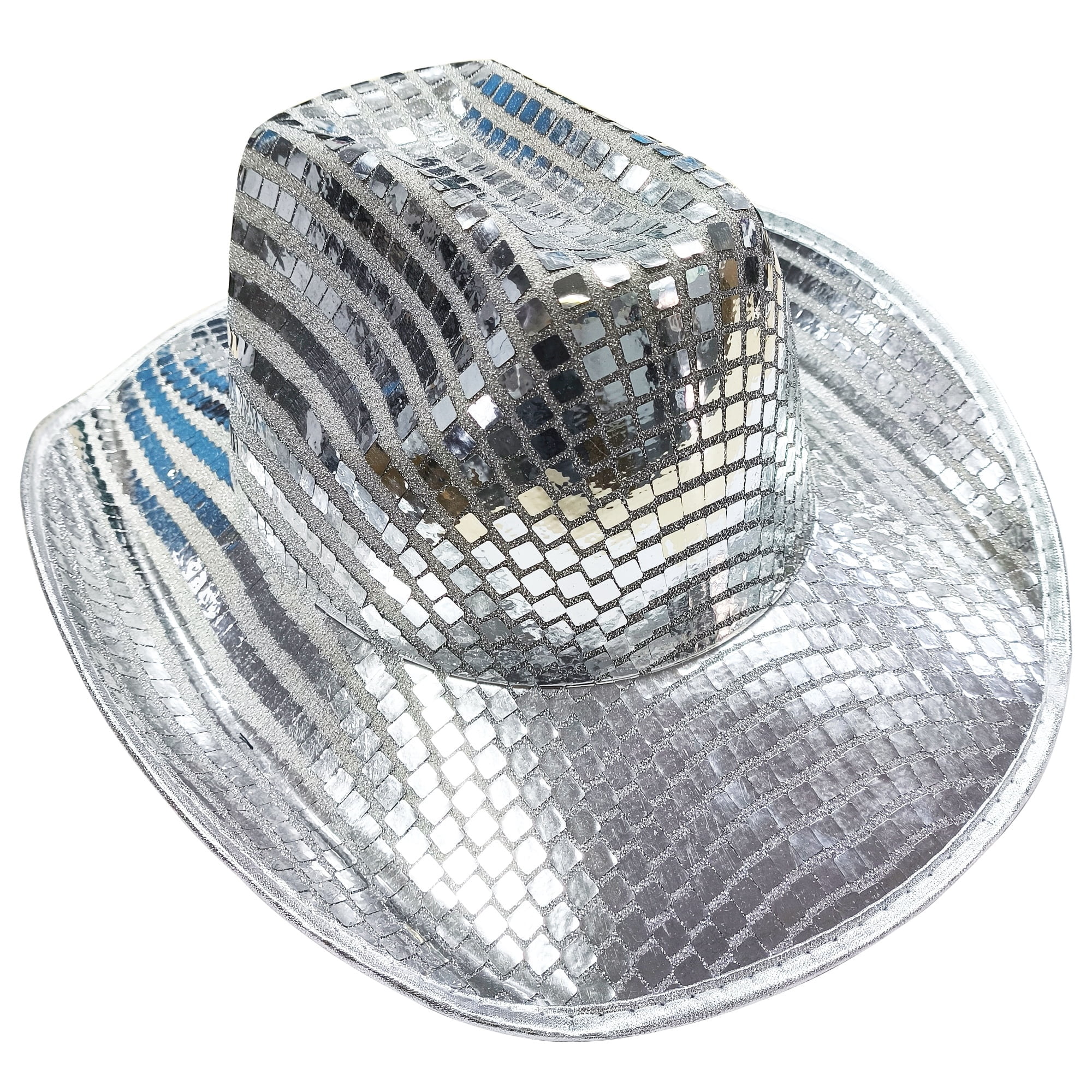 Disco Cowboy Hat Costume Accessory for Adults, Silver, Halloween by Way To Celebrate