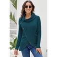 thumbnail image 4 of Pulls Femmes Chauds Asymétriques Tricotés Col Roulé Unis Enveloppants Manches Longues Hauts Décontractés m, 4 of 6