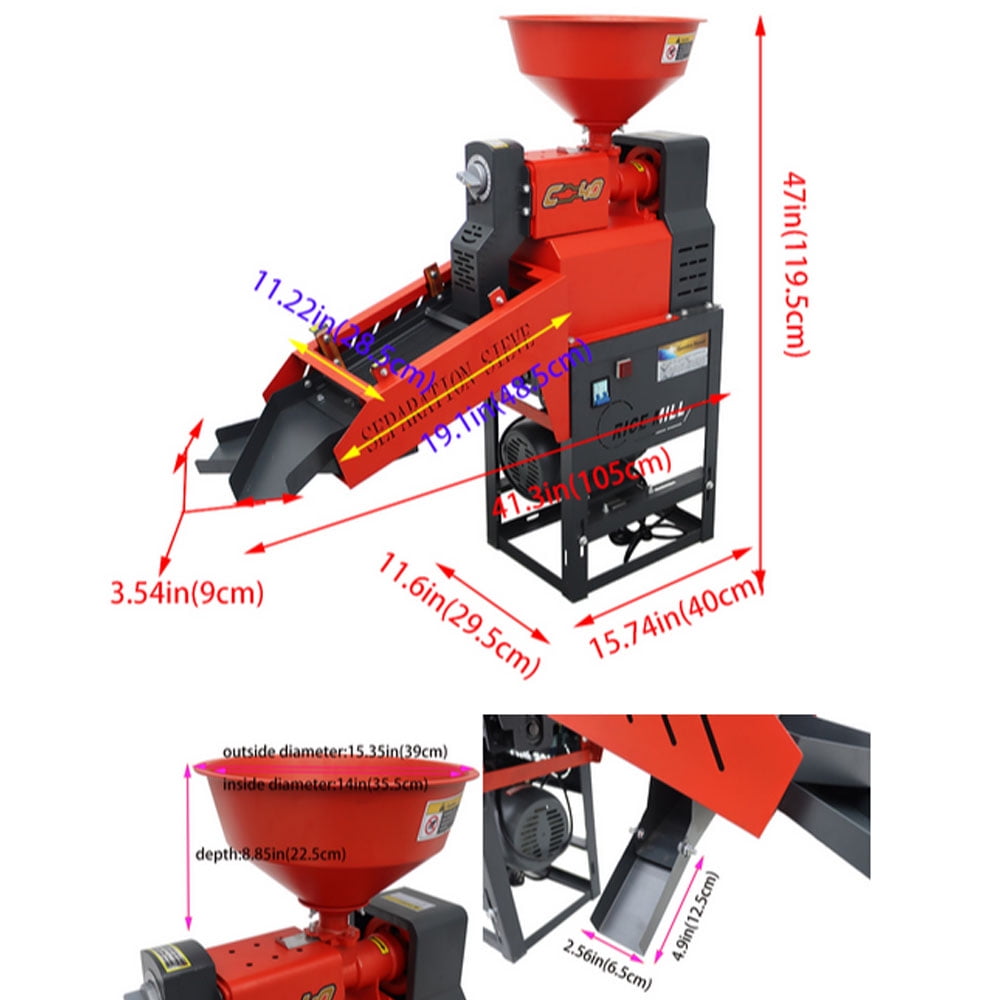 Efficient Rice Milling Machine with Dual Vibrating Screens Grain Peeling Machine 130-170kg/h 220V