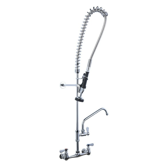 WOWOW Commercial Kitchen Faucet Wall Mount with Pre-Rinse Sprayer