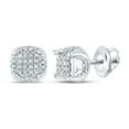 thumbnail image 1 of Boucles d'Oreilles Clous pour Homme en Or Blanc 10 Kt avec Grappe de Diamants Ronds 1/5 Cttw, 1 of 1