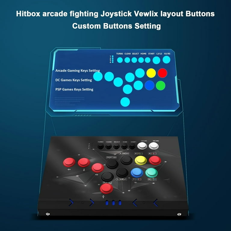 NBCP Hitbox-Style Arcade Fight Stick Controller with Turbo
