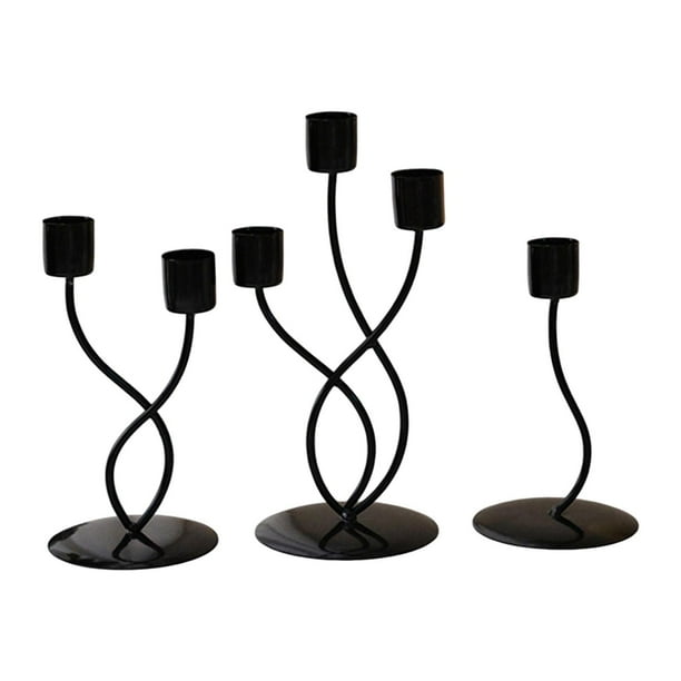 Candelabro 3x, decoración de mesa de año Nuevo, Mostrador de cocina, Club de Acción de Gracias, candelabro de granja Negro Curvo