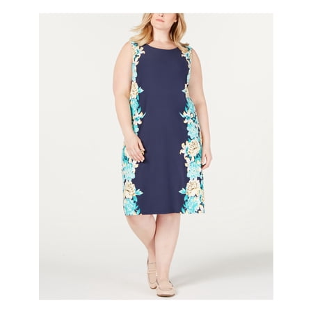 Charter Club Womens Plus Floral Sleeveless Shift Dress