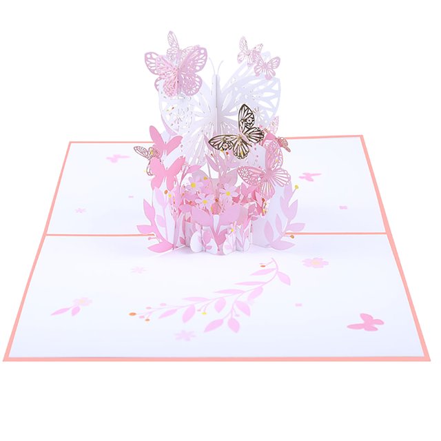 Wdftyju Tarjeta emergente 3D Cesta de flores de mariposa Tarjetas de felicitación 3D Regalo para graduación Wdftyju 6zd0fz3cz5lx9pr4D01