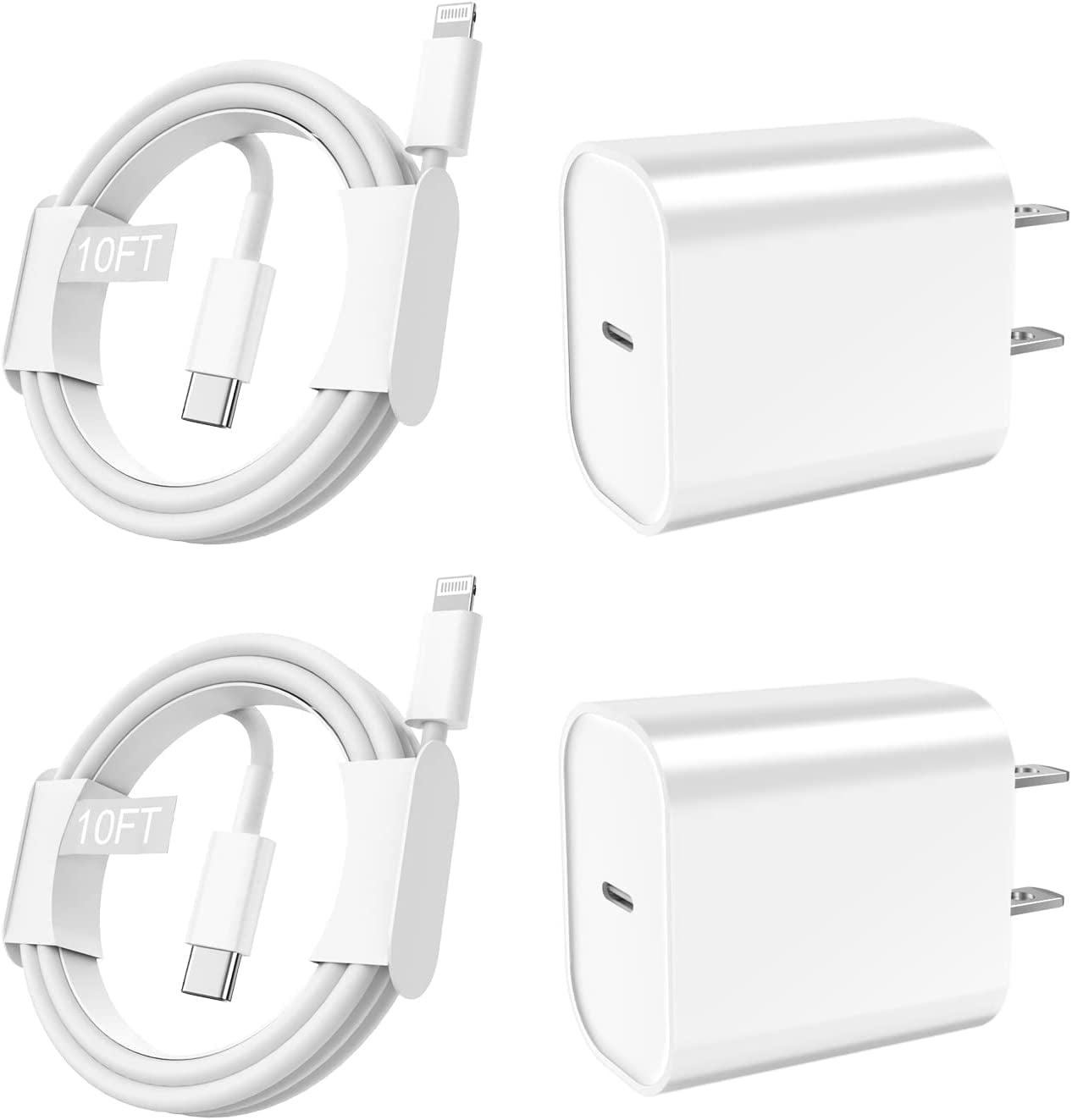 iPhone 11 12 13 Pro Max Fast Charger,[Apple MFi Certified] 2Set 20W USB