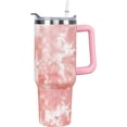 thumbnail image 1 of 40 oz Tumbler with Handle and Straw Lid | Vacuum Insulated Leak Proof Tumbler | Stainless Steel Water Bottle Cup Gifts for Moms Dads Women Men Him Her | Pink Tiedye, 1 of 6