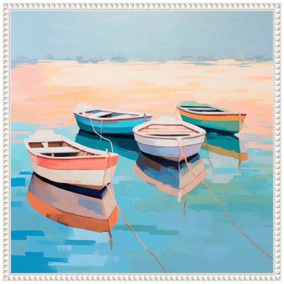 Amanti Art Harbor Haven Boats I Framed Canvas Wall Art Print