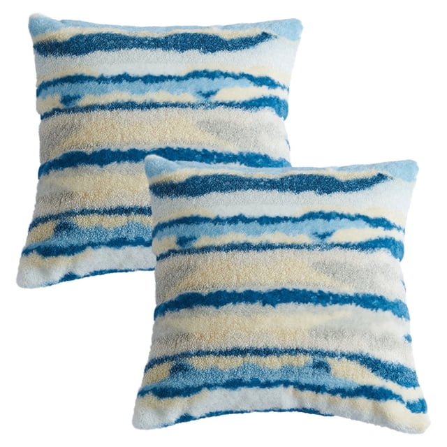 Funda de almohada con textura de felpa y arena movediza, funda de cojín de sofá sin núcleo, color sentido, 2 uds.
