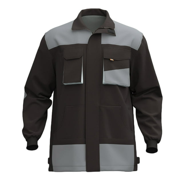 Lovzfmll Men's Workwear Jacket Notched Lapel Multiple Pockets Utility Gray, M