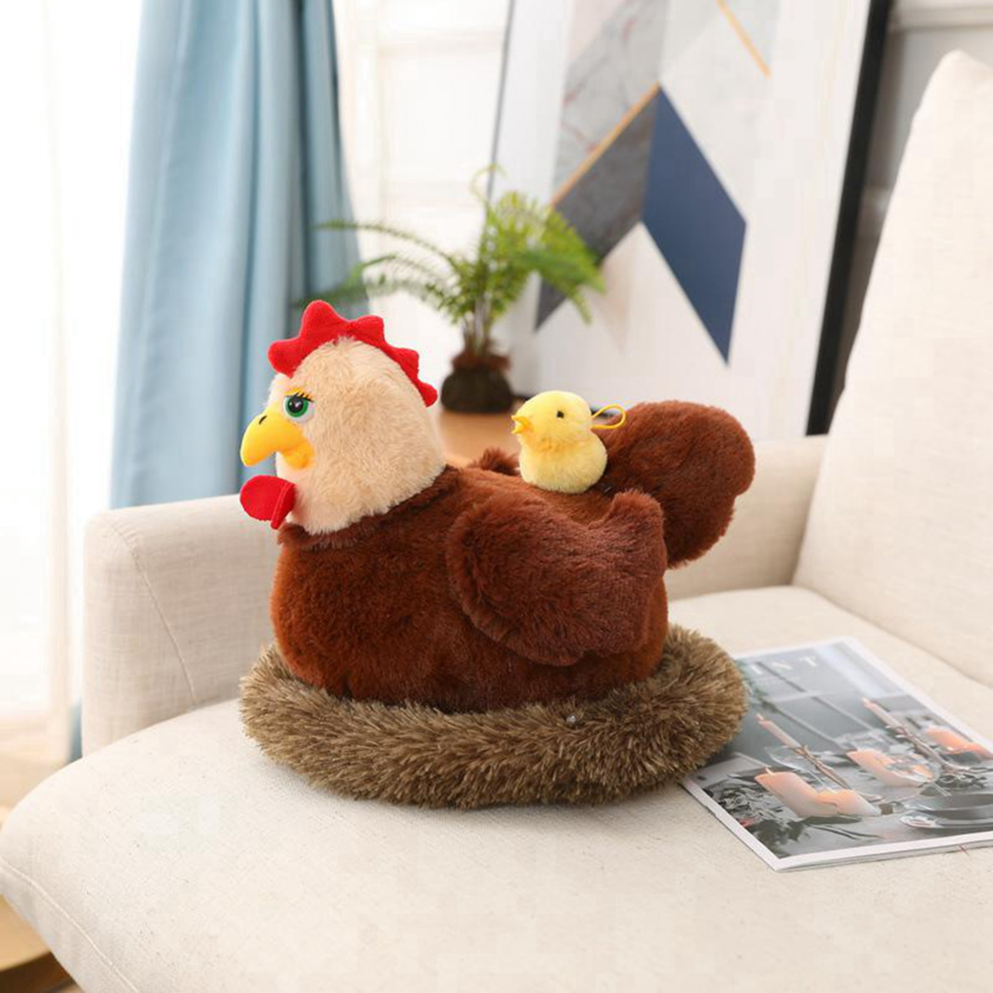 Vigorbear Cartoon Animal Plush Toy Set 12inch Hen Stuffed Animal Doll with Chicks and Nest Chicken Plushies Toys for Children Kids