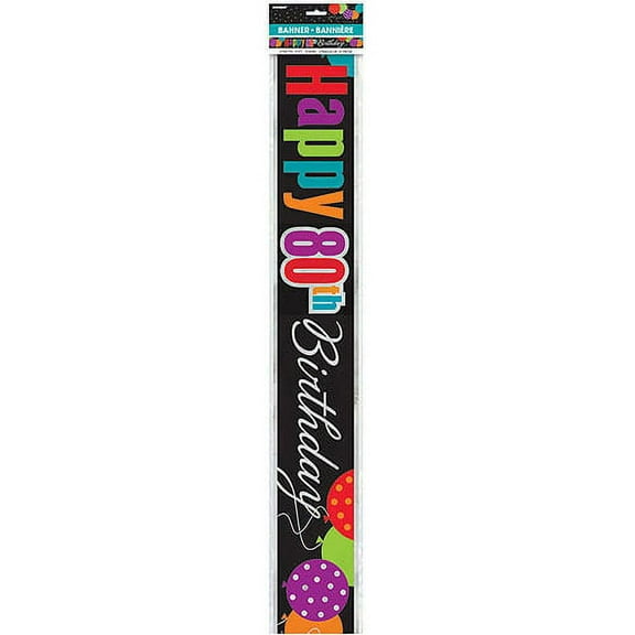 Birthday Cheer 80th Birthday Foil Banner, 12'