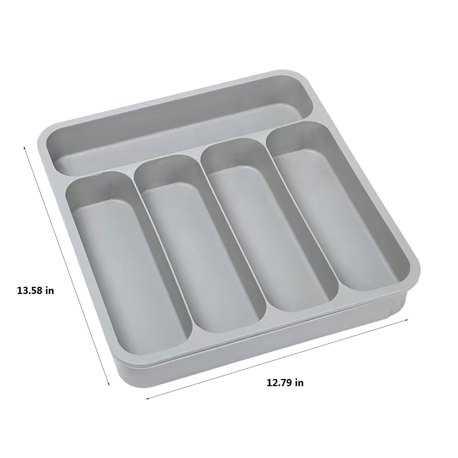 Drawer Organizer for Kitchen Utensils | Silverware Tray with Detachable Sections | Cutlery Storage Box for Spoons Forks Knives | Expandable Plastic Organizer for Home Office Dining Room