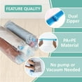 thumbnail image 4 of Cozy Essential 16 Travel Compression Bags Vacuum Packing, Space Saver Bags for Luggage, Cruise Ship Essentials (6 Large, 6 Medium, 4 Small) Transparent, 4 of 14