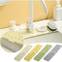 2024 New Kitchen Sink Splash Guard Silicone Draining Mat, Faucet Mat for Kitchen Sink, Fast Draining Sink and Anti-slip Silicone Mat for Kitchen & Bathroom Sink Tidy Splash Guard Mat (Green)