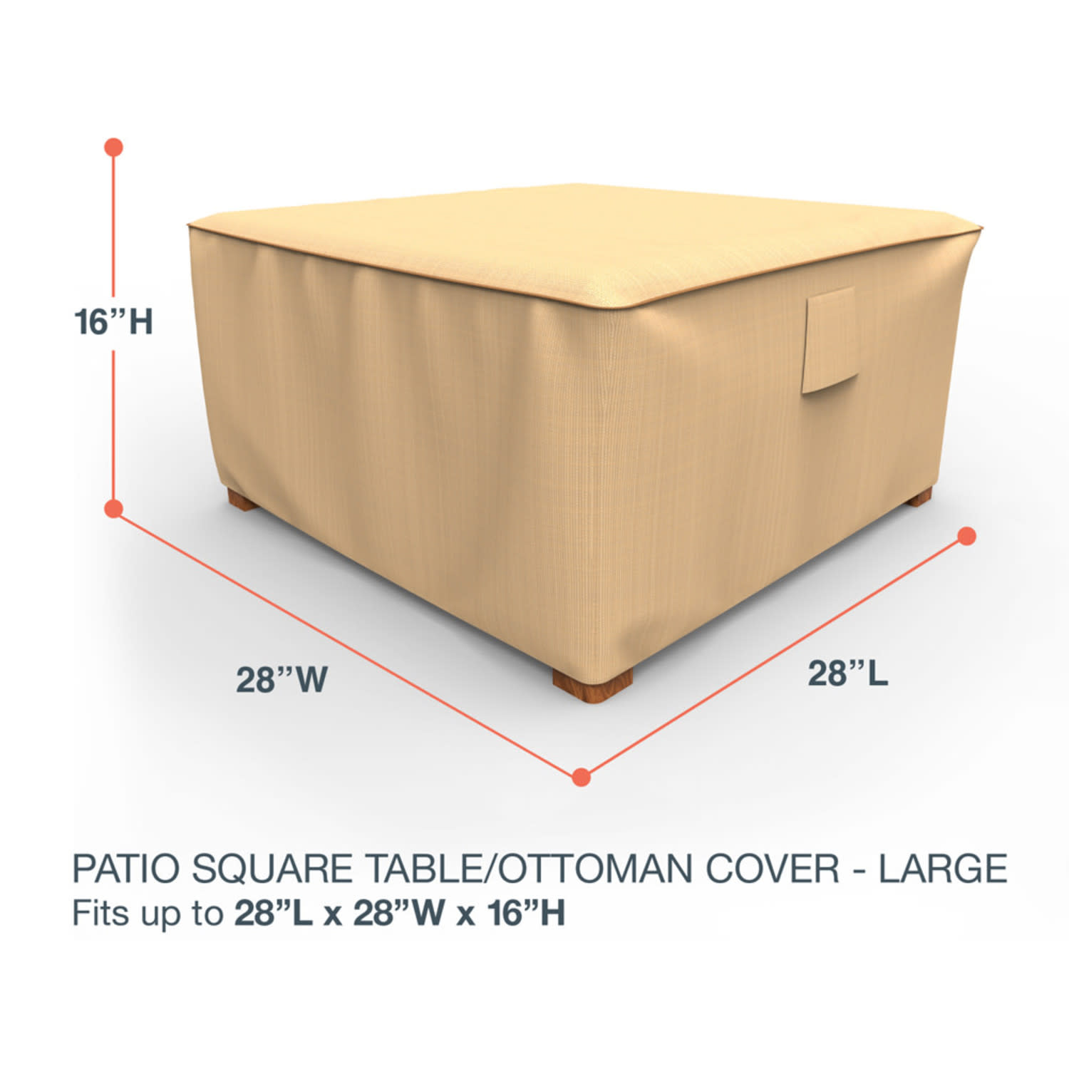 Budge Large Tan Patio Table/Ottoman Cover, StormBlock™ Savanna