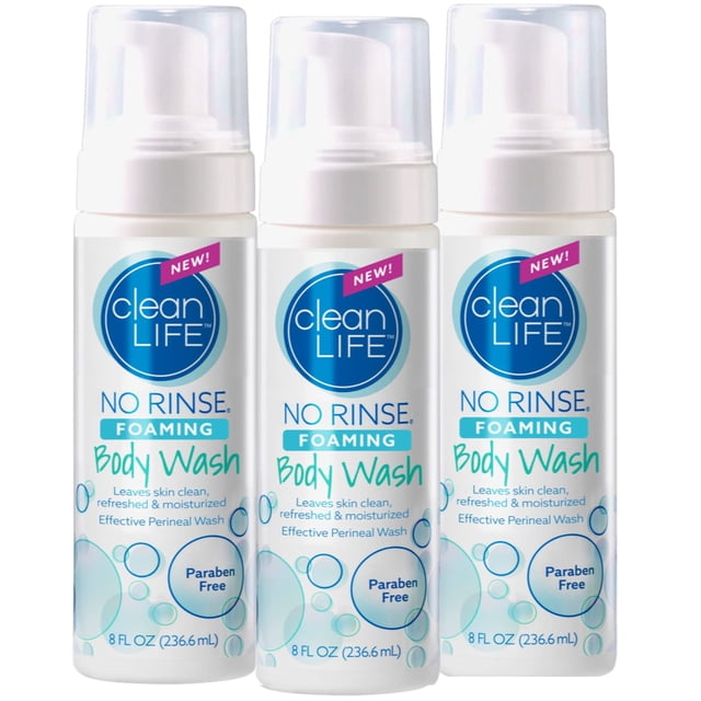 Gel de baño espumoso sin enjuague, 8 onzas líquidas (paquete de 3): las fórmulas originales, deja la piel limpia, fresca e hidratada, un jabón perineal eficaz en una fórmula sin enjuague