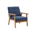 thumbnail image 6 of Accent Chairs Set of 2 with Side Table, Mid-Century Linen Fabric Upholstered Leisure Chair with Wood Arm and Legs, Comfy Lounge Reading Armchairs for Living Room, Bedroom, Office, Navy, 6 of 7