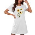 thumbnail image 3 of HomeGardon Women's Sleepwear Nightgowns for Women,Fashion Print Medium Length Dress Oversized Short Nightgown Fashion Chest Print Short Sleeve Nightdress,S-XXL, 3 of 3