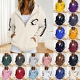 thumbnail image 3 of FUZHIQ Women's Half Zip Football Graphic Hoodid Sweatshirt, Long Sleeve Casual Pullover with Pocket, Fall Game Day Top for Football Fans, 3 of 5