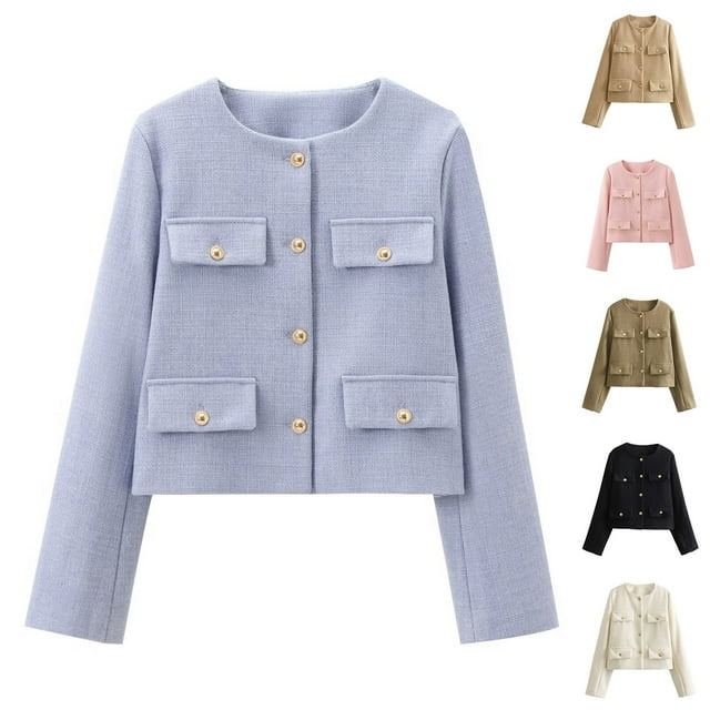 Tidyack , Meilleur Rapport Qualité-Prix, Manteau Décontracté à Manches Longues pour Femmes, Veste Cardigan Mode, 100 % Polyester, Conception Légère, Blazer à Col Rond, pour Bureau et Voyage, Style Polyvalent, Manteau pour Usage Quotidien