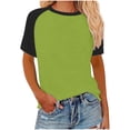 thumbnail image 1 of Timegard Hauts Grande Taille pour Femmes Col Rond Épaules Tombantes Bloc de Couleur Décontracté Confortable T-Shirts à Manches Courtes, 1 of 5
