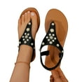 thumbnail image 1 of Kayannuo Women's Sandals Clearance Womens Flat Sandals Glamorous Outdoors T-strap Flat Sandals For Women Rhinestone Decor Plain PVC Toe Post Thong Sandals, 1 of 8
